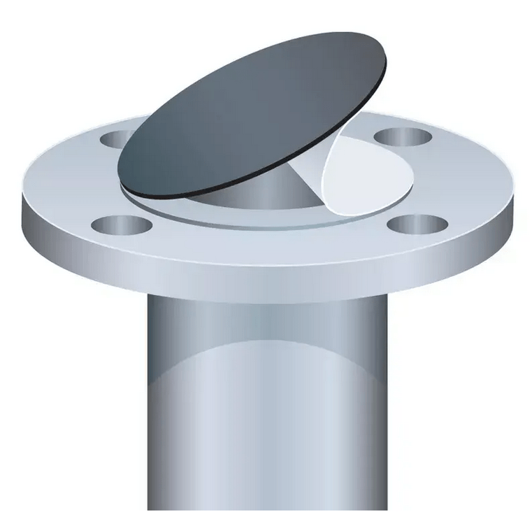 Adhesive rubber flange protector discs, Black colour, 1.5mm thick - Saunders Distribution